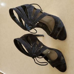 BCBGENERATION Black suede heels with ankle tie. Size 6M